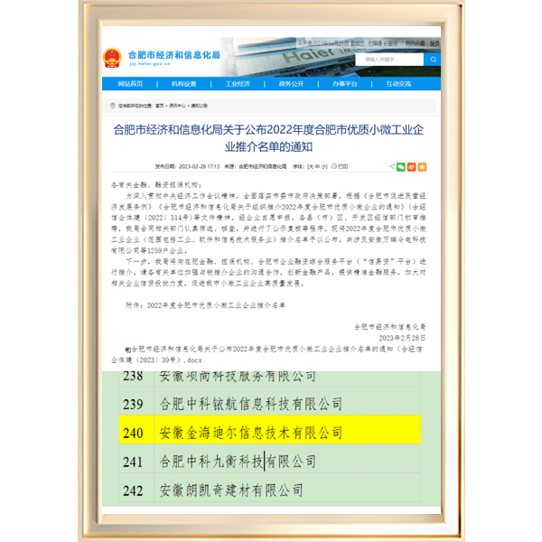 2022年合肥市优质小微企业