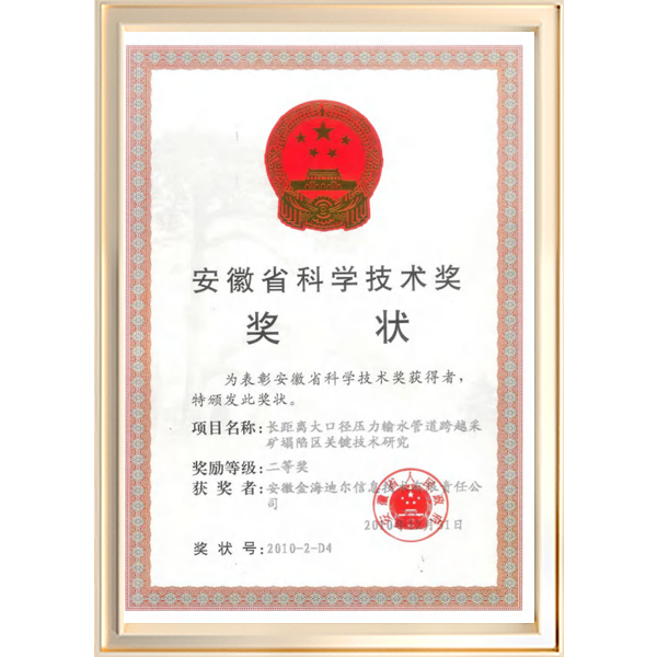 安徽省科学技术奖二等奖