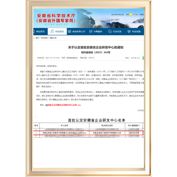 安徽省企业研发中心